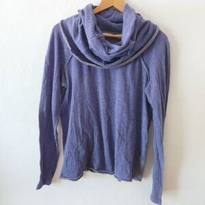 Free People FP Beach Shirt Womens Two Body Purple Funnel Cowl Neck Pullover  O/S